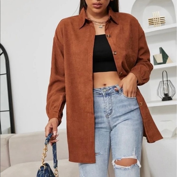 Drop Shoulder Pocket Corduroy Coat - Picture 6 of 7